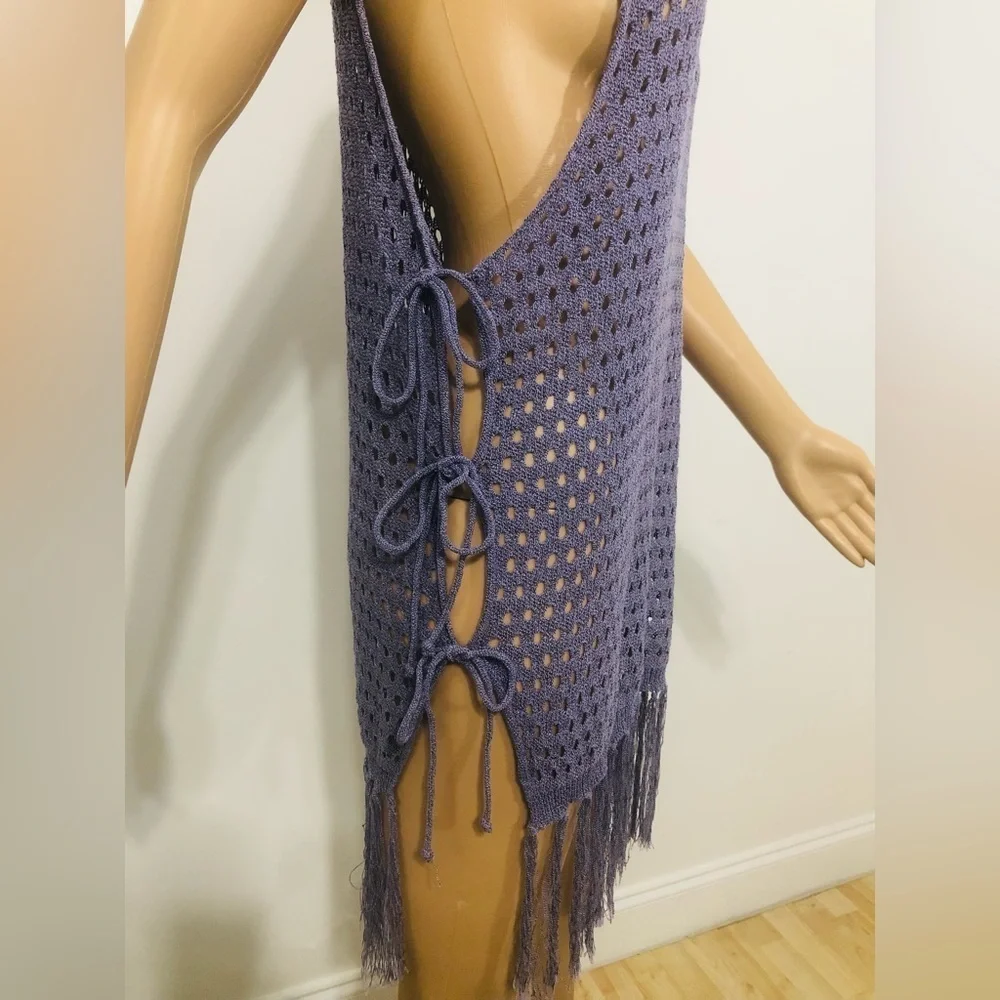 Woven Purple Swimsuit Bathing suit Mesh Cover Up One Size